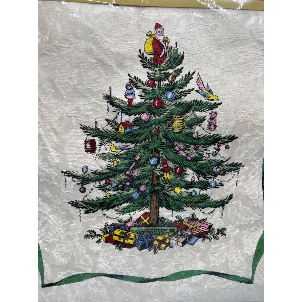 Spode Christmas Tree Table Runner 90 in Ivory & Green Fine Dining Holiday Decor - Picture 4 of 8